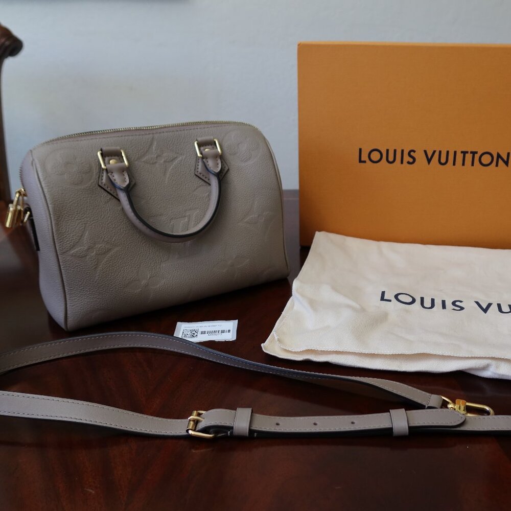 Louis Vuitton Speedy Bandoulière 25 turtledove Monogram Empreinte Leather